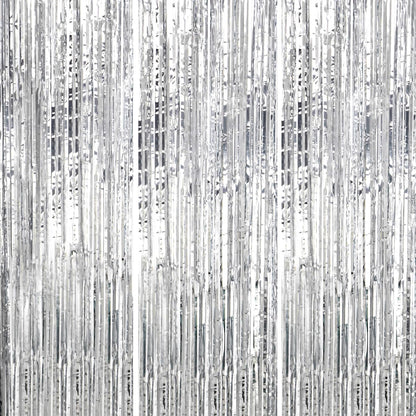 3 Pack Foil Fringe Backdrop - Silver Shiny Tinsel Curtains for Party Decoration/Photo Booth Props - 3.3x8.2 FT Metallic Foil Backdrop for Birthday, Wedding, Graduation, Christmas.
