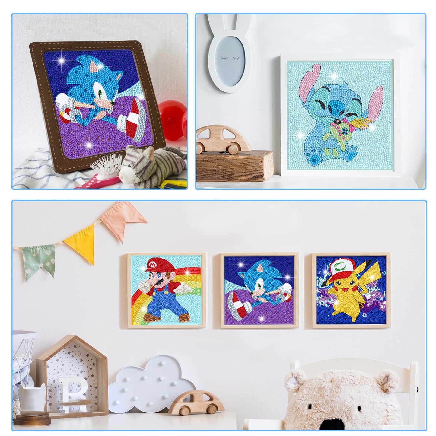 Diamond Art Kits for Kids - 4 Pack Diamond Art Painting Kits for Kid - Arts and Crafts for Kids Ages 8-12 - 5D Diamond Art Paint by Number Dots - GEM Art for 5 6 7 9 10 Year Old Girls Boys Gifts