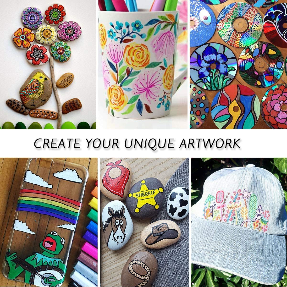 35 Premium Acrylic Paint Marker Pens, Double Pack of Both Extra Fine and Medium Tip, for Rock Painting, Mug, Ceramic, Glass, Wood, Fabric, Canvas, Metal, Pumpkin, DIY Crafts Making Art Supplies