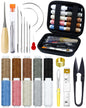 Upholstery Repair Sewing Kit: 47 Pieces Heavy Duty Sewing Kit with Sewing Awl, Seam Ripper, Leather Hand Sewing Stitching Needles, Sewing Thread for Car, Sofa, Backpack, Shoe, Craft DIY
