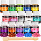 Holographic Chunky Glitter, 15 Colors Craft Glitter for Resin, Nail Body, Jewelry Arts and Crafts, with 5 Mixing Spoons