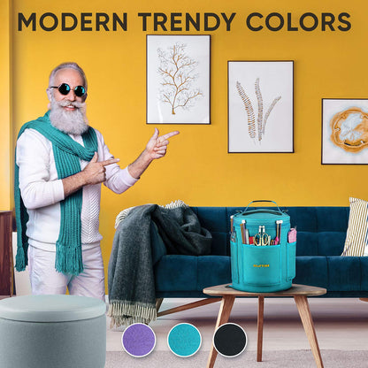 Knitting Bag Yarn Storage - Mother's Day Gift - Best Durable Canvas Yarn Bag for Crochet Accessories - Yarn Organizer Crochet Bag with Knitting Accessories Case