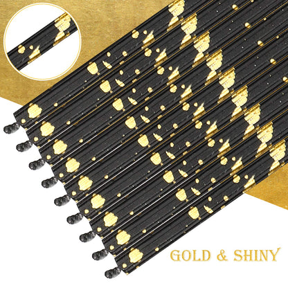 24 Pack Long Thin Birthday Candles for Cakes, Cupcakes, Weddings, Anniversaries, Graduations, Retirement Parties - Decorative Cake Candles for All Celebrations(Black Gold)