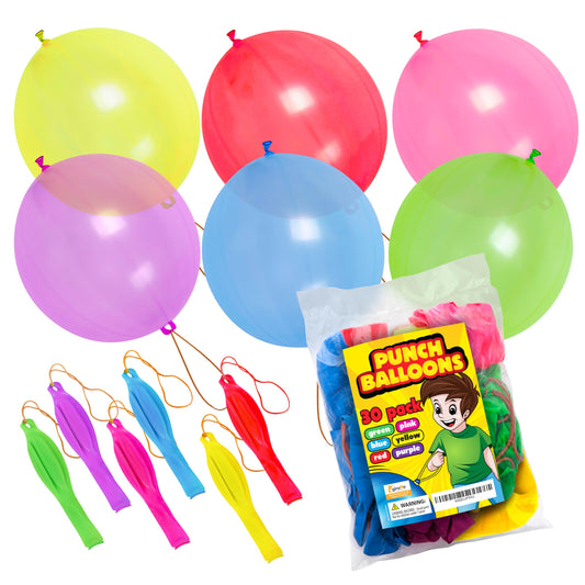 30-Pack Punch Balloons for Kids - Easter Basket Essentials, Perfect Easter Basket Stuffers for Toddlers, Exciting Egg Fillers, Birthday Party Favors for Kids 8-12 & Goodie Bag Stuffers