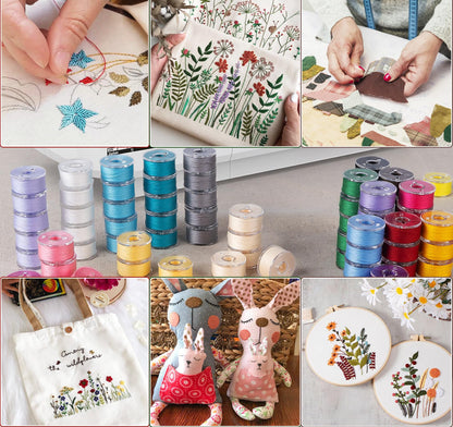 210 Pcs Prewound Bobbin Thread, 36 Colors Sewing Thread, Polyester Thread, SizeA Class15 Bobbin Singer/Brother/Janome/Embroidery Machine