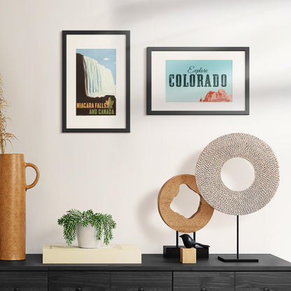 11x17 Picture Frame, Display Poster 8x12 with Mat or 11 x 17 Without, Wall Gallery Photo Frames, Black, 2 Pack