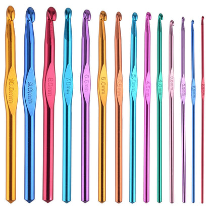 14 pcs Multicolor Aluminum Crochet Hooks Knitting Needles Craft Yarn 2-10mm …