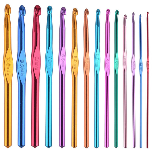 14 pcs Multicolor Aluminum Crochet Hooks Knitting Needles Craft Yarn 2-10mm …