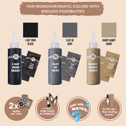 Black Tie Dye Kit, DIY Tie Dye Kit for Kids, Clothing Dye Supplies, Tie Dye Kits for Adults, 9 Full Bottles