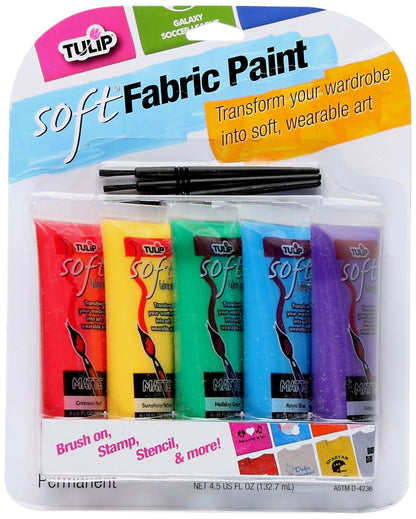 Soft Fabric Paint, 5-Pack, Multicolor