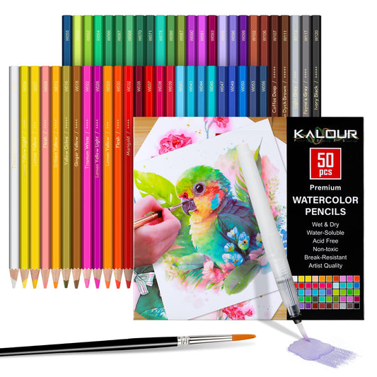 Watercolor Pencils,50 Colors, Blendable Wet or Dry, Ideal for Coloring Books and Art