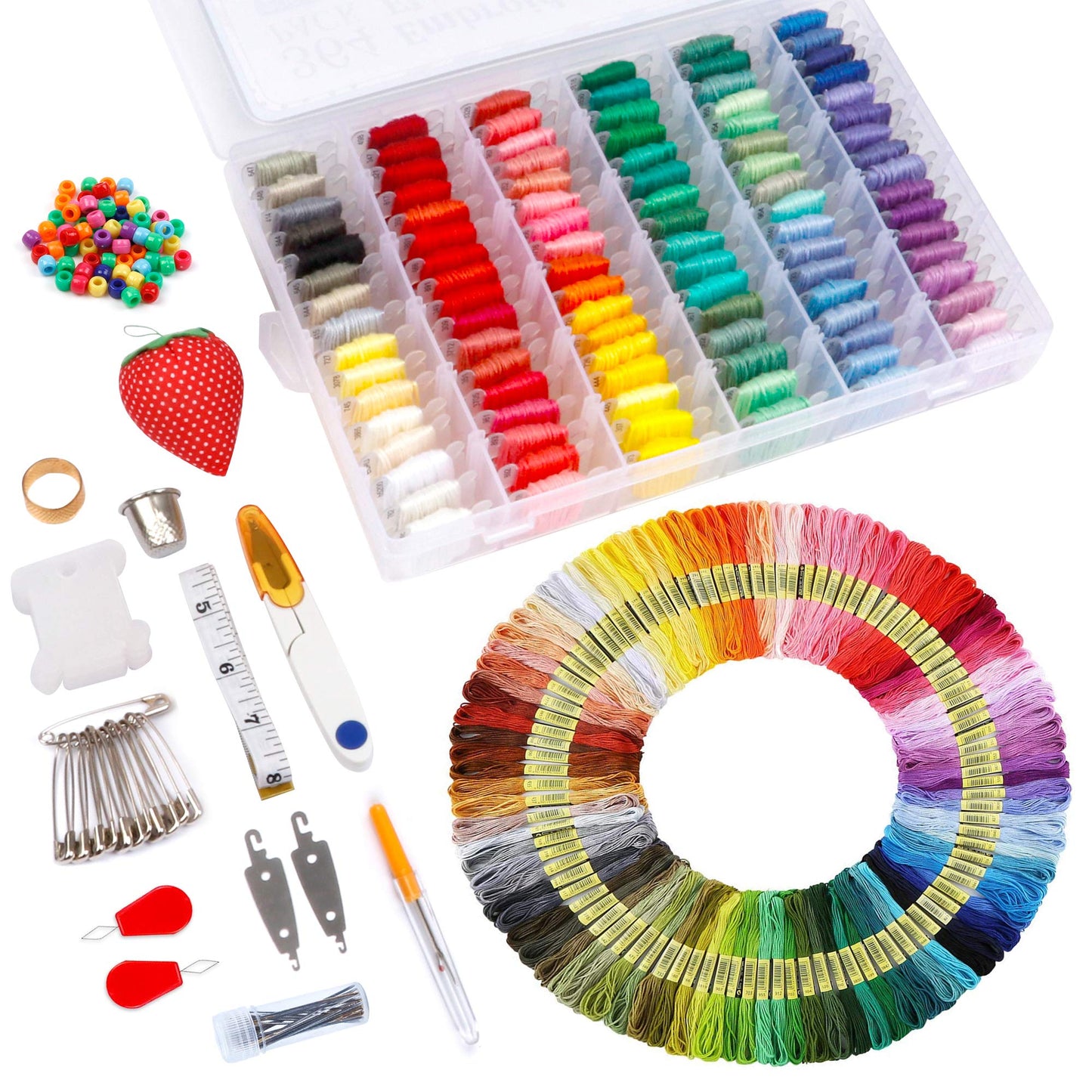 Embroidery Floss Kit, 364 Pack Embroidery Cross Stitch Kit with 200 Colors Friendship Bracelets Floss and Cross Stitch Tools for Embroidery and Friendship Bracelet String Make
