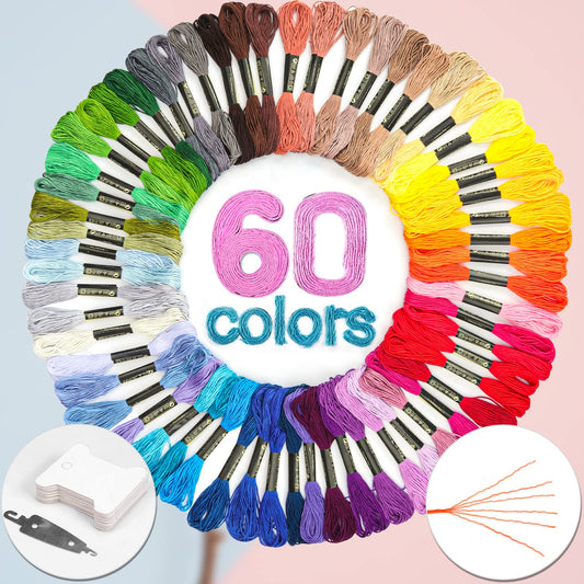 Embroidery Floss 60 Skeins Per Pack for Cross Stitch Threads,Embroidery Thread for Friendship Bracelet Making,Embroidery String for Craft