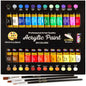 Acrylic Paint Set Canvas Art Paints 24 Colors Perfect Paint Finish (0.41oz,12 ml) With 3 Brushes - Painting Canvas, Paper, Wood, Rock, MDF, Ceramic & Fabric