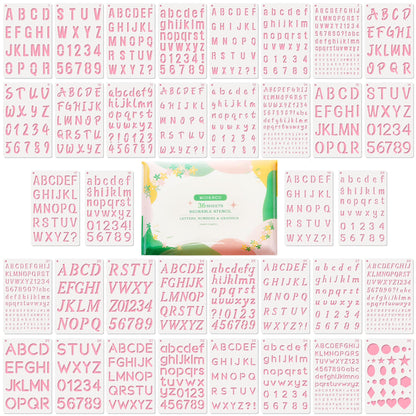 Reusable Small Letter Stencils for Painting, 36 Pcs (1/4, 1/2, 3/4, 1, 5/4 in.) Plastic Templates with Number & Alphabet - DIY Crafts