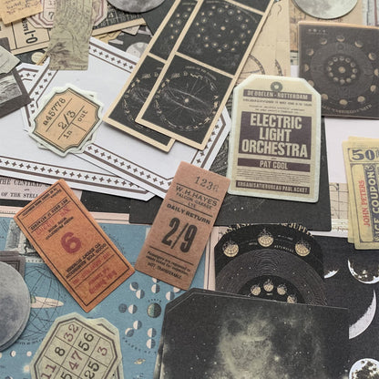 200pcs Aesthetic Stickers - Vintage Scrapbook Stickers for Journaling, Bullet Journals, Scrapbooking, Space & Moon Themes