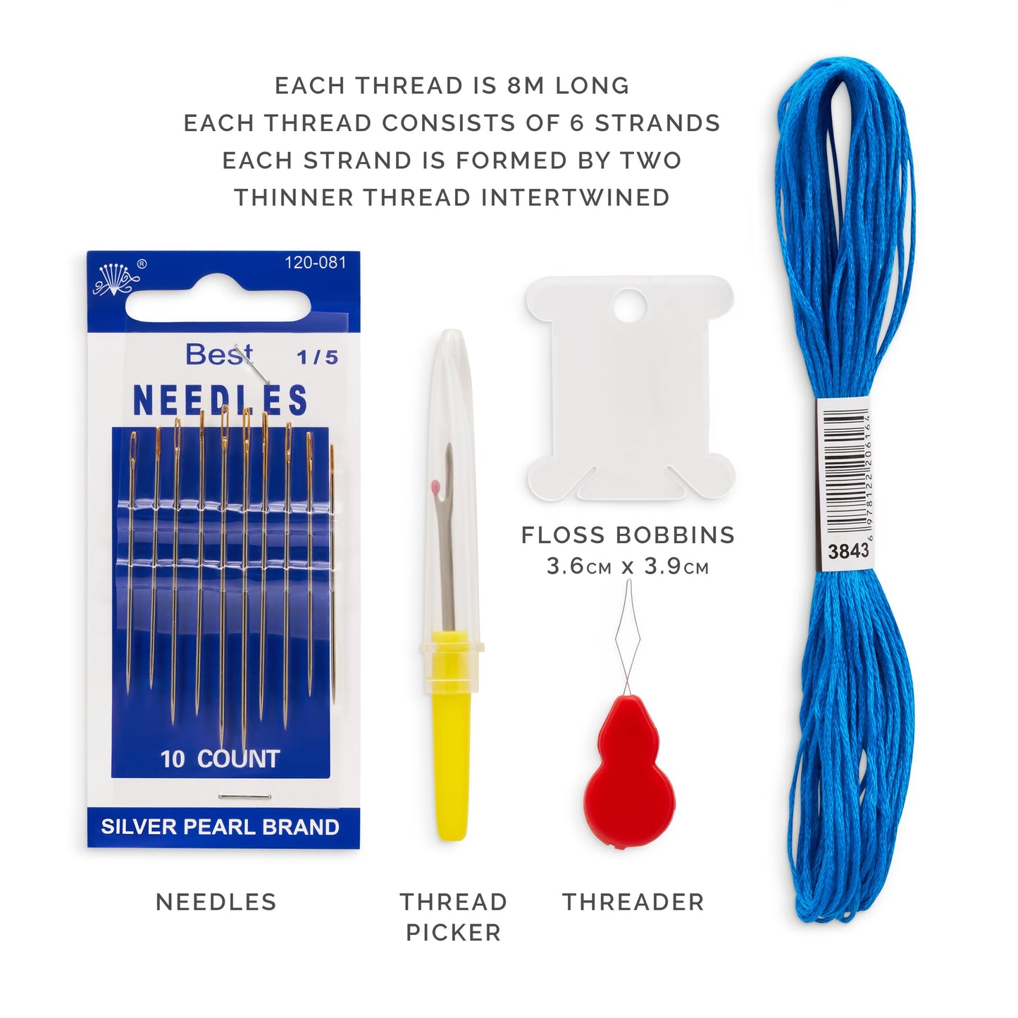 Embroidery Threads 100 Skeins per Pack, Multi Color Embroidery Floss, Cross Stitch Thread, Friendship Bracelet Thread, with Free Needles, Floss Bobbins (100 Colors)