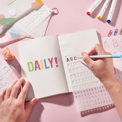 Reusable Small Letter Stencils for Painting, 36 Pcs (1/4, 1/2, 3/4, 1, 5/4 in.) Plastic Templates with Number & Alphabet - DIY Crafts