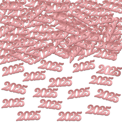 Shiny Rose Gold 2025 Grad Confetti - Pack of 500 | Rose Gold Graduation Confetti Class of 2025 | Pink Graduation Decorations 2025 | Prom Decorations 2025