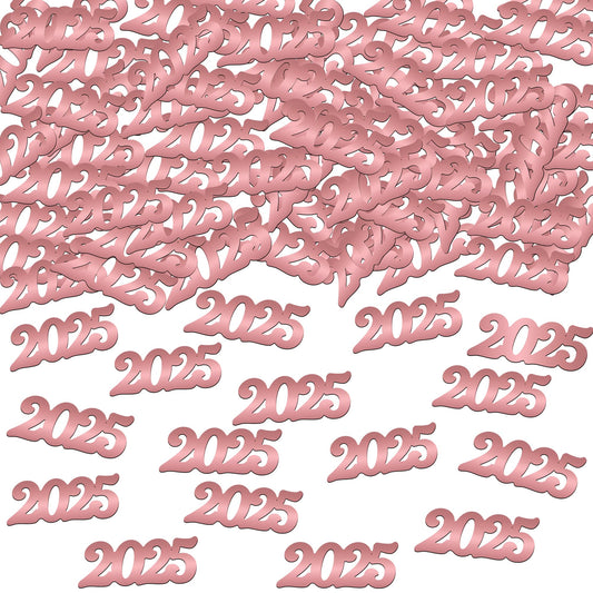Shiny Rose Gold 2025 Grad Confetti - Pack of 500 | Rose Gold Graduation Confetti Class of 2025 | Pink Graduation Decorations 2025 | Prom Decorations 2025