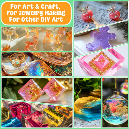 Epoxy Resin - 17.6OZ Newly Crystal Clear Coating Kit, Not Yellowing No Bubble Self Leveling Easy Mix 1:1 Ratio, 2 Part Casting Resin for Art, Craft, Jewelry Making, River Tables, DIY Gifts