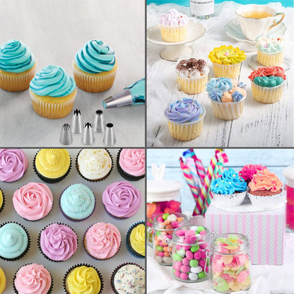 Large Piping Tips Set, Stainless Steel Frosting Piping Kit, 5 Pieces Pastry Cake Decorating Tips Baking Tools for Cookies Cupcake Decorating Kit (1A 1E 348 347 356)