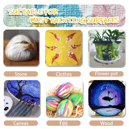 Acrylic Paint Set - 24 Colors, 2oz/59ml, Art Craft Paint for Canvas, Rocks, Wood, Fabric and Ceramic, Non-Toxic, Suitable for Artists, Students, Beginners and Adults