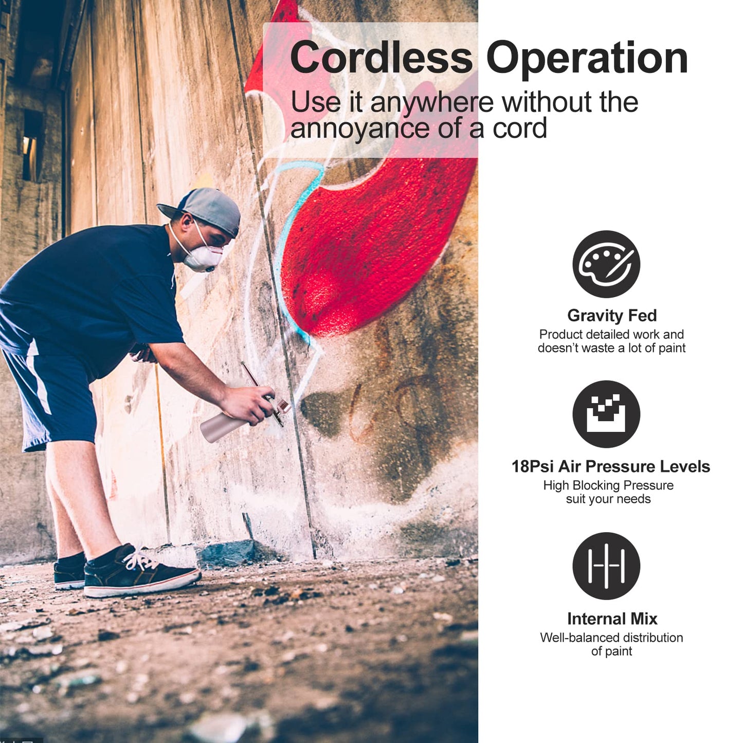 Airbrush-Kit Rechargeable Cordless Airbrush Compressor -Auto Handheld Airbrush Gun, Airbrush Set Portable Wireless Air Brush for Barber, Nail Art, Cake Decor, Makeup, Model Painting