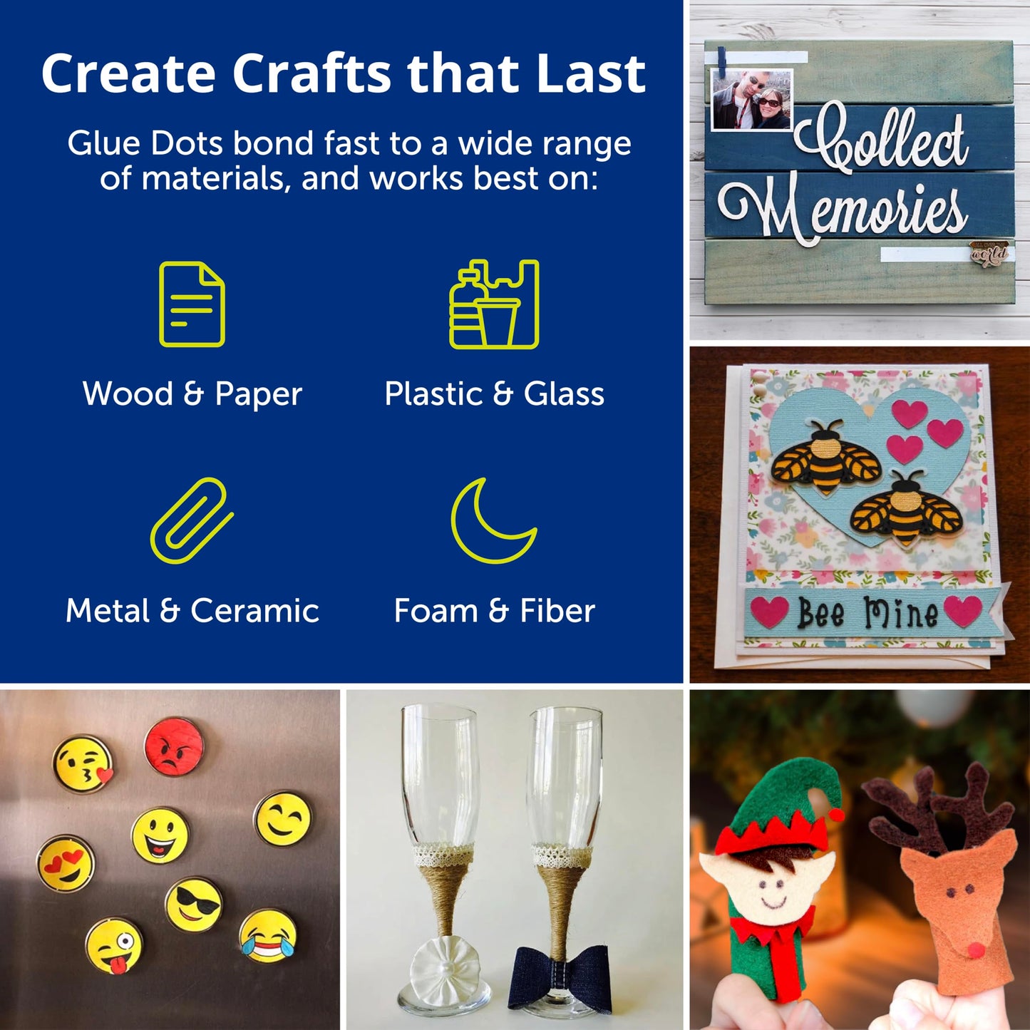 Craft Dots Value Pack, Double-Sided, 1/2", .5 Inch, 600 Dots, DIY Craft Glue Tape, Sticky Adhesive Glue Points, Liquid Hot Glue Alternative, Clear