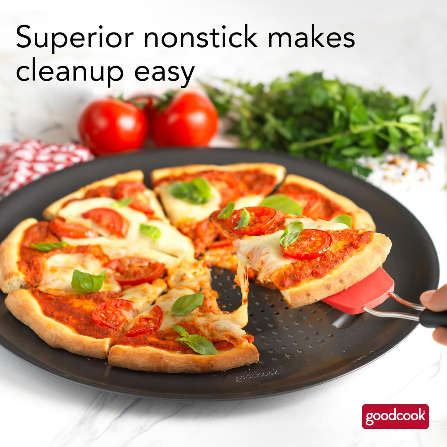 AirPerfect Nonstick 16” Pizza Pan – Pizza Tray for Oven, Perforated Round Pizza Pan, Carbon Steel Baking Pan, Homemade, Frozen & Leftover Slices