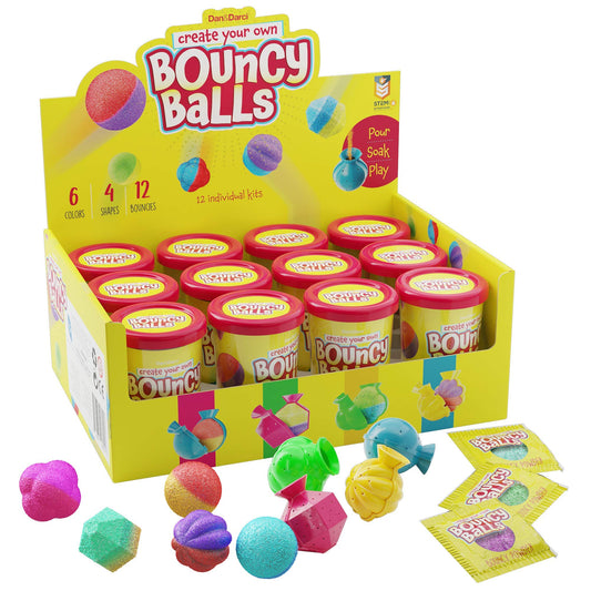 Make Your Own Bouncy Ball Kit for Kids - 12 Individual Kits - Basket Stuffers - Science Party Favors - Birthday Activities for Kid - Create 12 Balls - DIY Arts and Crafts Bulk - Craft Gifts