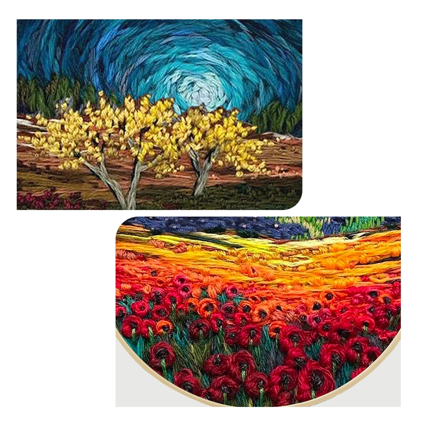 4 Pack Embroidery Starter Kit with Pattern, Stamped Cross Stitch Kits for Beginners Adults with Embroidery Hoop and Instructions, Hand Embroidery Kit (Embroidery kit flower2)