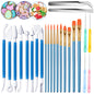 24 Pieces Cookie Decorating Fondant Cake Decorating Tool Set Include Brushes Sugar Stir Needle Fondant Modeling Tool Elbow and Straight Tweezer(Blue)
