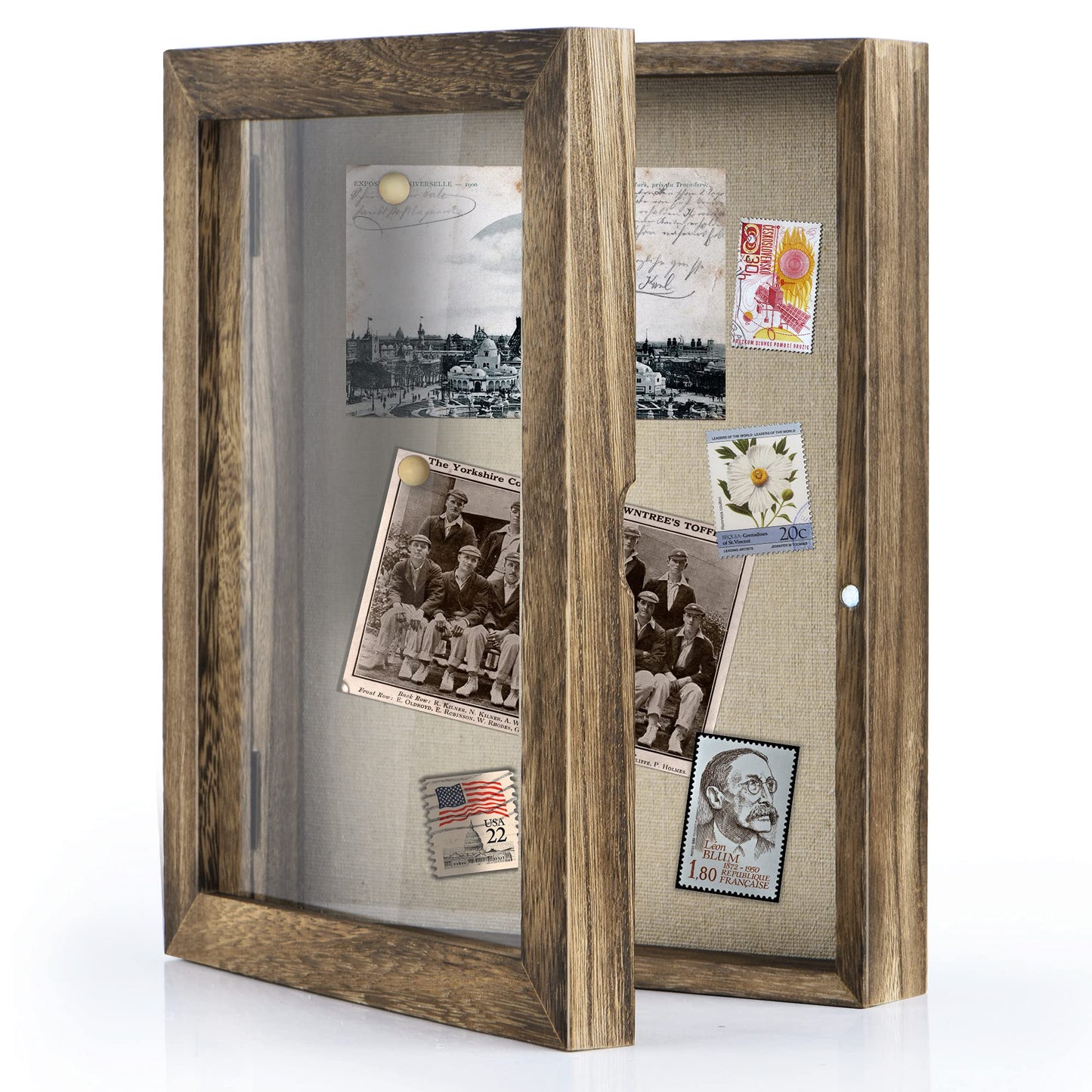 Shadow Box Frame 8x10 Shadow Box Display Case with Linen Back Memorabilia Awards Medals Photos Memory Box Gift Carbonized Black
