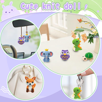 Knitting Kit for Beginners with 6 Pcs Crochet Animal Kit for Beginners in Step by Step Video Tutorials, Beginner Crochet Kit for Adults (Purple)