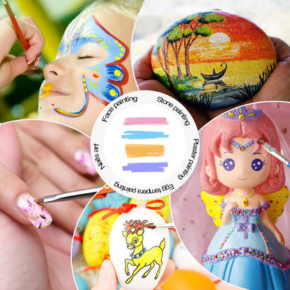 32 Pieces Paint Brush Set, Artist Series, Nylon Bristles with Round, Filbert, Flat, Fan, Angle, Detail Brush, Suitable for Artists and Beginners for Acrylic Painting, Oil, Watercolor, Gouache