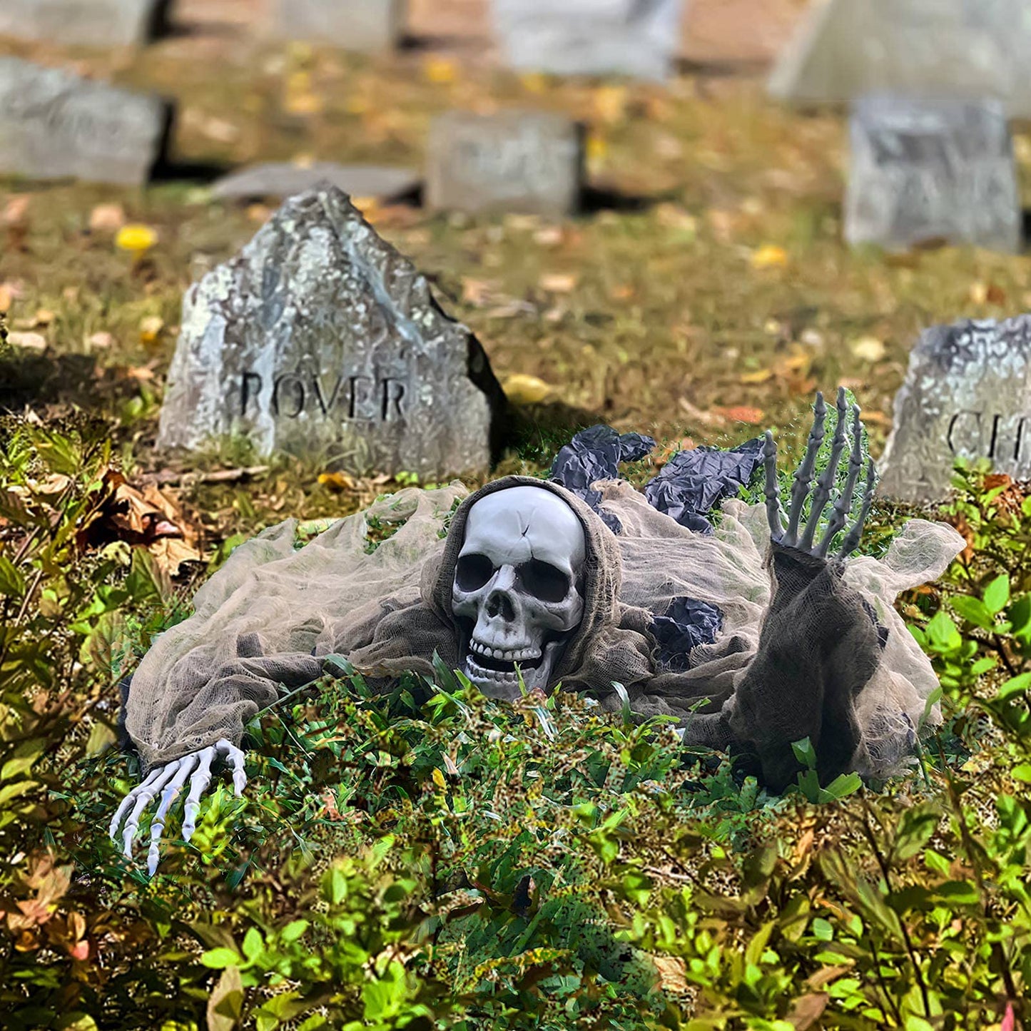 Halloween Zombie Groundbreaker, 65 Inch Skeleton Prop for Outdoor, Lawn, Yard, Patio Decoration, Graveyard Haunted House Decor