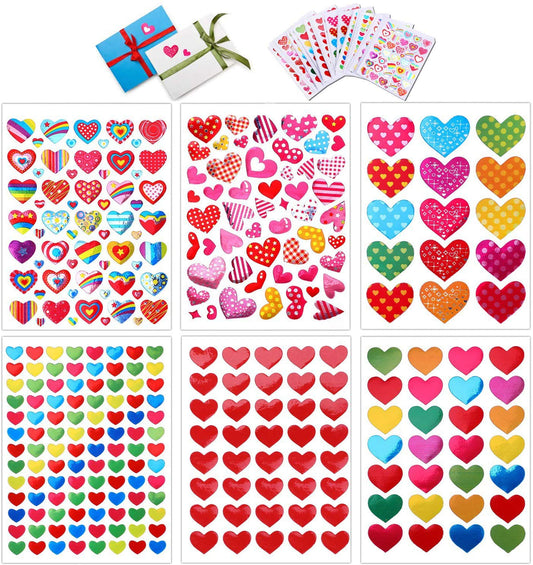 60 Sheets Valentine Heart Stickers Love Decorative Sticker for Kids Envelopes Cards Craft Scrapbooking for Great Party Favors Gift Prize Class Rewards Award Praise (3000+ Colorful Heart)