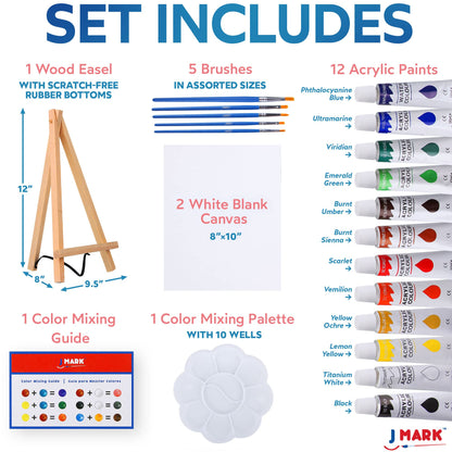 Painting Kit Includes Acrylic Paint Set, 8 x 10 in. Canvases, Brushes, Palette and More