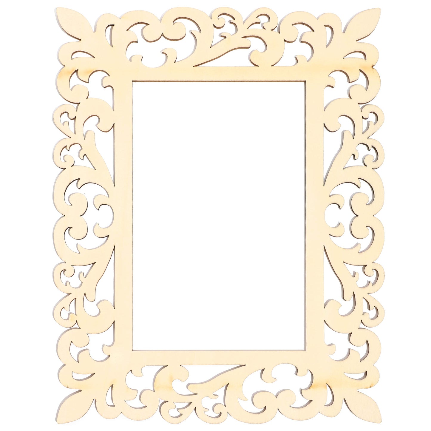 Unfinished Wooden Picture Frames for Crafts with Cutouts and String - Pack of 6