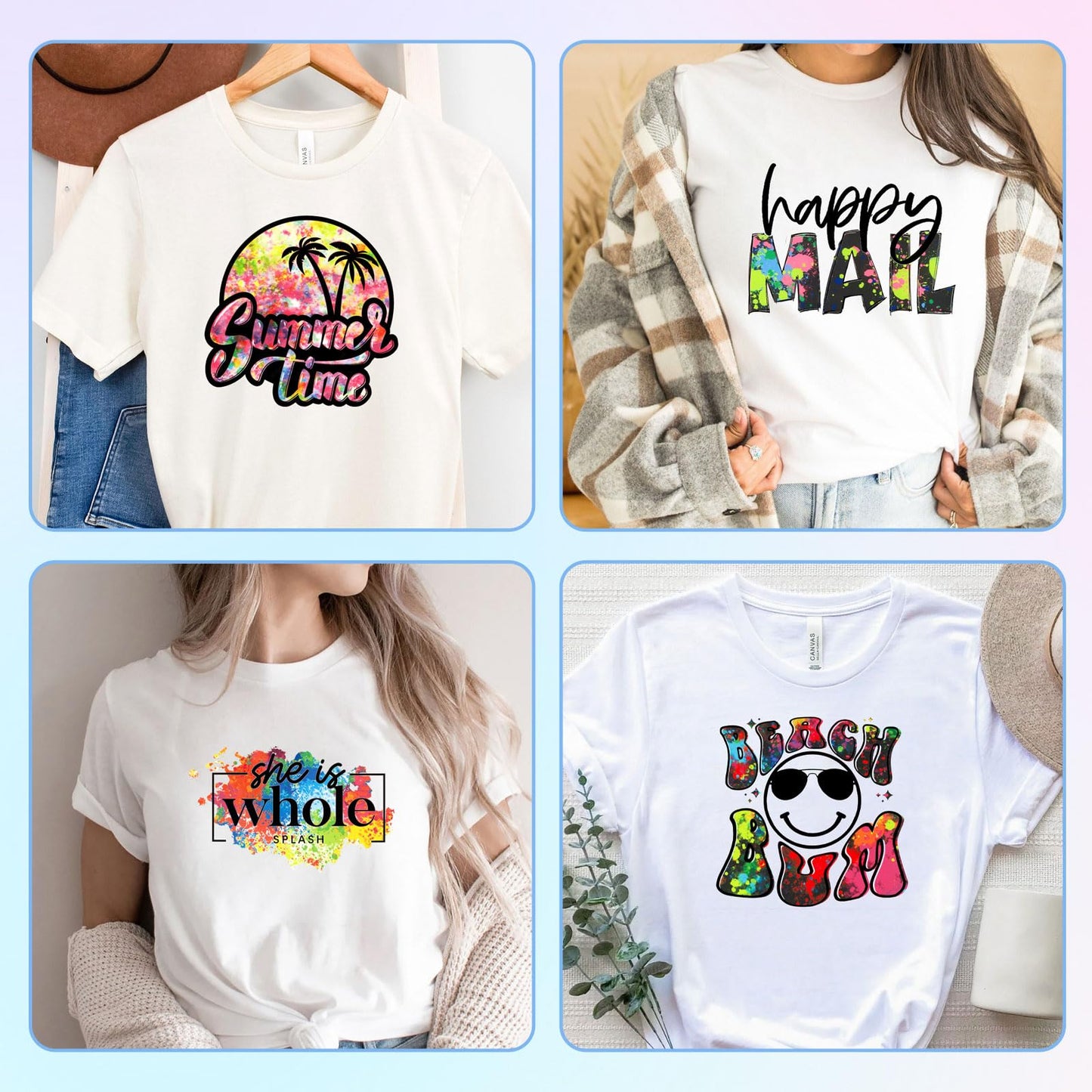 Splash Heat Transfer Vinyl - 16 Sheets 10x12 Inch HTV Ink Watercolor Iron On Vinyl for T-Shirts Hats Clothes,for Cricut & Silhouette Cameo