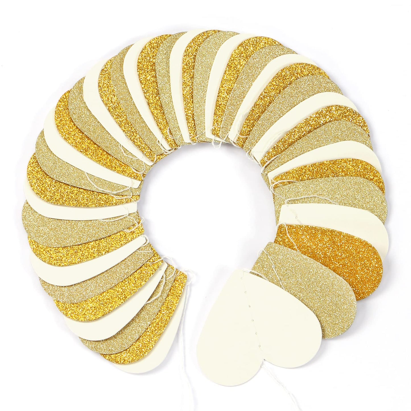 White-Gold Champagne Party-Decorations Heart Streamers Garland - 52Ft Christmas Wedding Engagement Hanging Paper Banner,Bachelorette Neutral Baby Bridal Shower Decor Banners Lasting Surprise