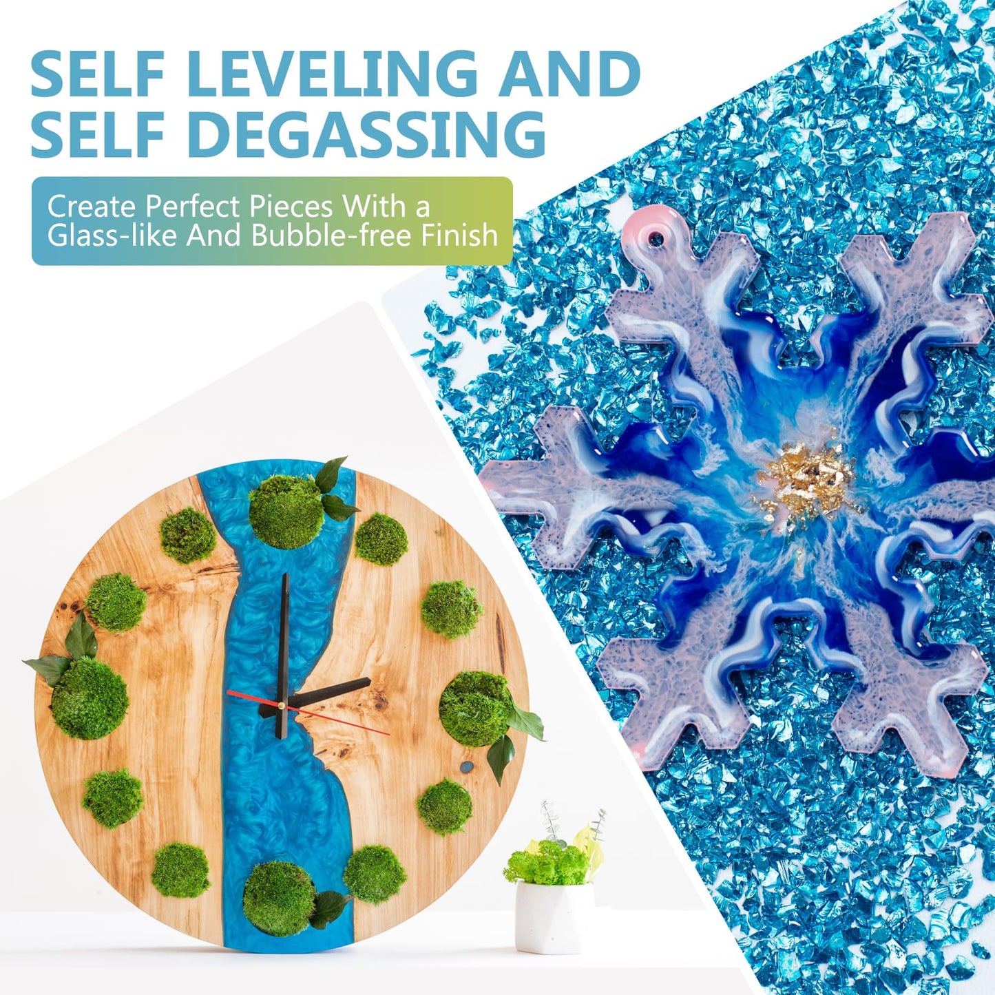 Epoxy Resin-38OZ, Crystal Clear Epoxy Resin Kit, No Yellowing No Bubble Art Resin Casting Resin for Art Crafts, Jewelry Making, Wood & Resin Molds(19OZ x 2)