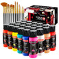 Acrylic Paint Set 24 Classic Colors(2oz /60ml) with 12 Brushes, Professional Craft Thick Paints Kits for Adults, Canvas Wood Fabric Ceramic Rock Painting Supplies [Professional Series]