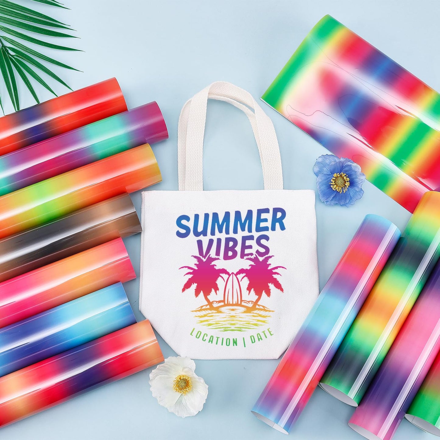 Gradient Heat Transfer Vinyl - 12 Sheets 12 x 10 Inches Bright Ombre Heat Transfer Vinyl Rainbow HTV for T-Shirts DIY Patterned HTV Vinyl Compatible with Sillhoutte Cameo and Cricut