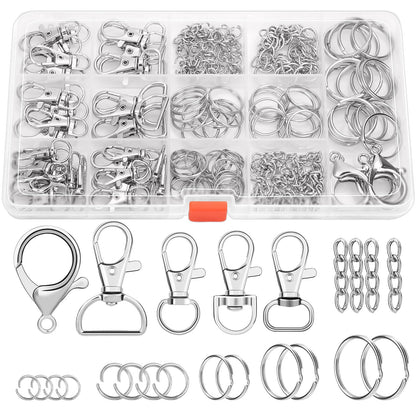 300PCS Keychain Making Kit, Keychain Craft Supplies Including Key Chain Clips, Lanyard Snap Hooks, Key Rings and Jump Rings for Key Chain Making, Purse Making, Lanyard Making