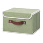 Storage Bin with Lid Storage Boxes with PU Leather Handles PP Plastic Board Decorative Foldable Lidded Cotton Linen Fabric Home Cubes Baskets Closet Organizer Container - Green, Small Size