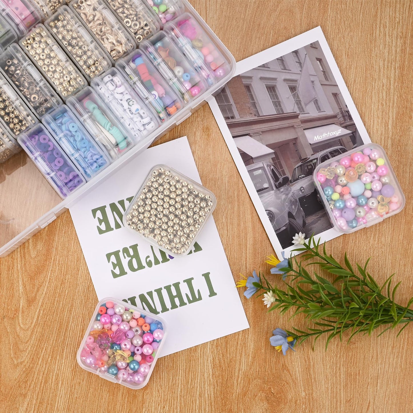 Bead Organizer Box, 31Pcs Small Bead Organizers and Storage Plastic Cases Mini Clear Bead Storage Containers Boxes with Hinged Lid and Rectangle for Bracelet Making DIY Jewelry Craft Nail