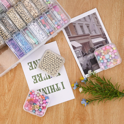 Bead Organizer Box, 31Pcs Small Bead Organizers and Storage Plastic Cases Mini Clear Bead Storage Containers Boxes with Hinged Lid and Rectangle for Bracelet Making DIY Jewelry Craft Nail