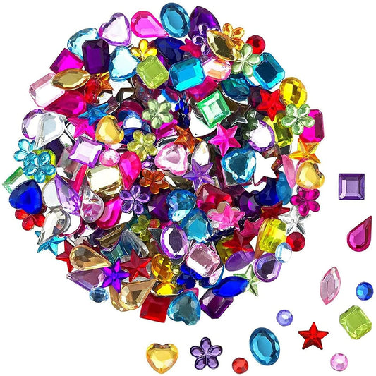 900pcs Gems Jewels for Crafts, Acrylic Flatback Rhinestones for Halloween Pirate Party Decorations, Crafting Embellishments Gemstone (9 Shapes, 6-13mm)